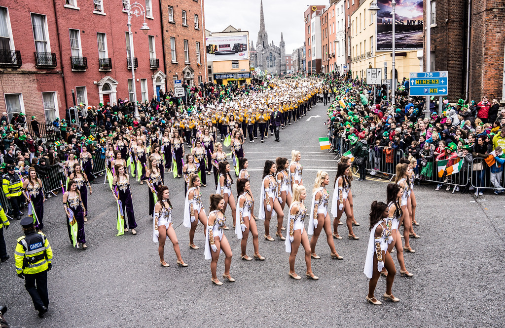 Dublin Ireland's Saint patrick's day parade (L:DU marching band in the photo)
