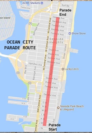 oCEAN cITY, nj sT. pATRICK'S dAY PARADE MAP