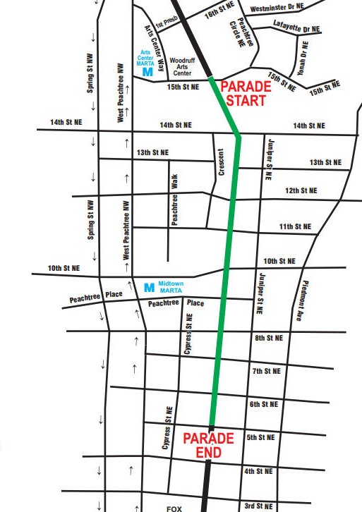 Atlanta St. Patrick's Day Parade route map