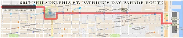 Philadelphia St. Patrick's Day Parade Route Map 